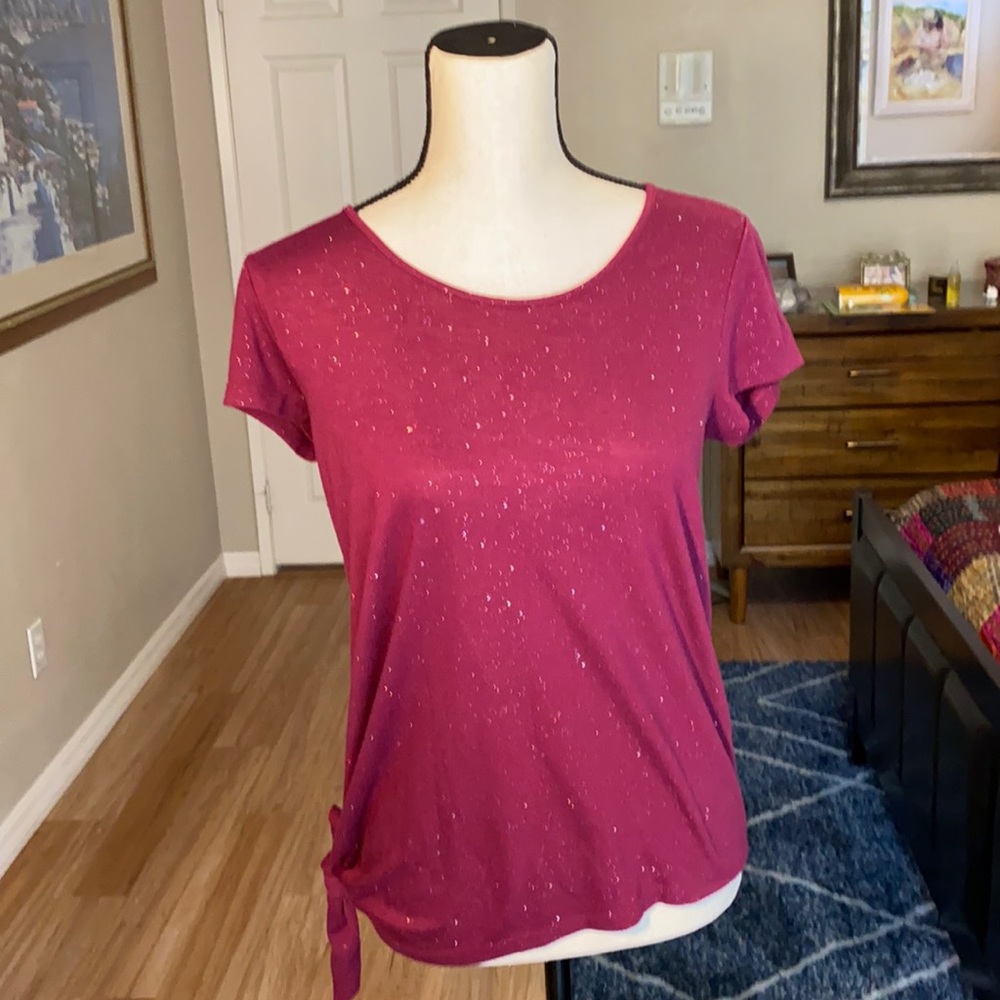 Juicy Couture Maroon T Shirt Sparkles and side tie